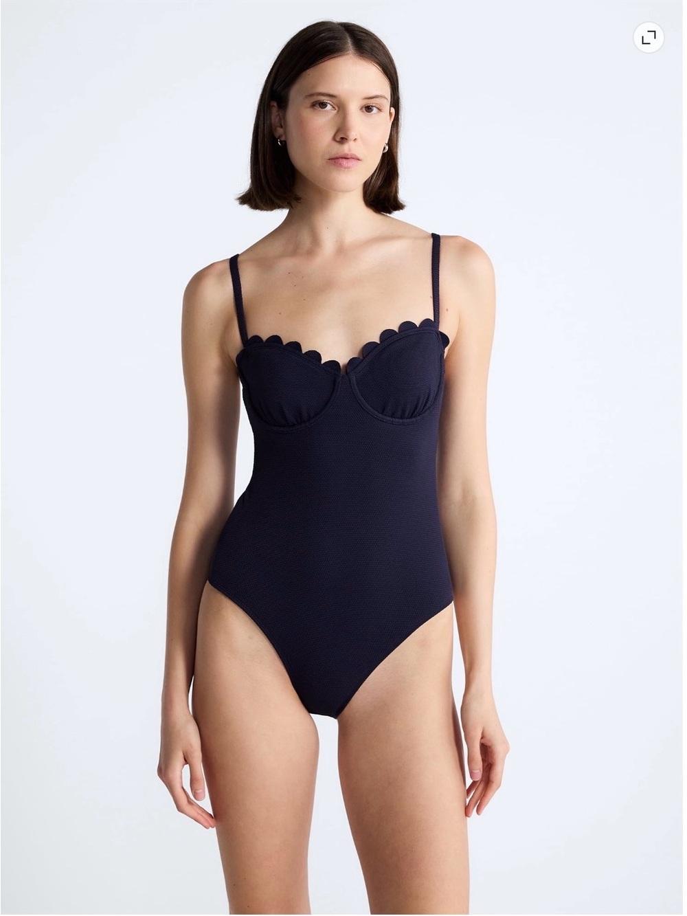 Free Assembly Women’s Navy Scalloped Balconette Underwire Swimsuit